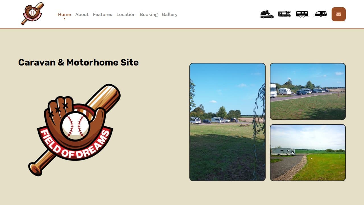 Caravan & Motorhome Site website screenshot